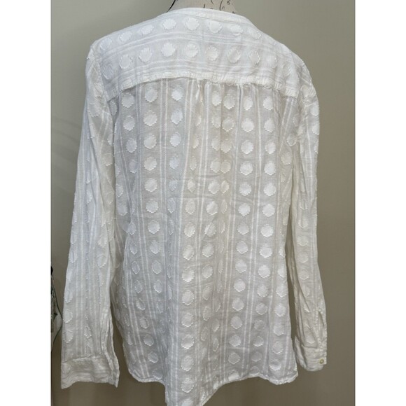LOFT Tunic Career Top Blouse Sz XL Lightweight Soft Embroidered Polka Dot White - Picture 5 of 8